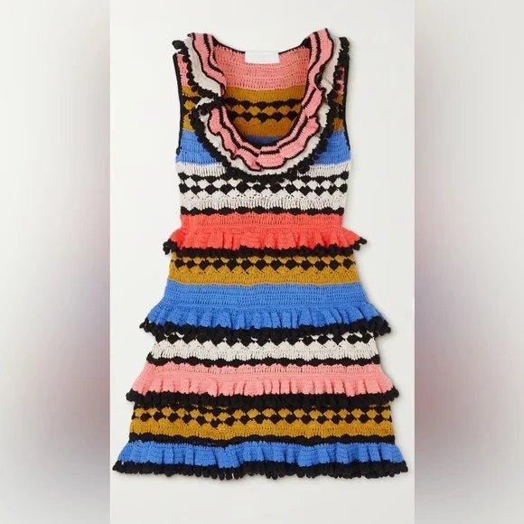 ZIMMERMANN Tiggy Frill crochet-knit cotton mini dress - Picture 4 of 12